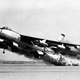 Boeing B-47E Stratojet performs a rocket-assisted take off with a Lockheed F-80 flying chase (US Air Force)